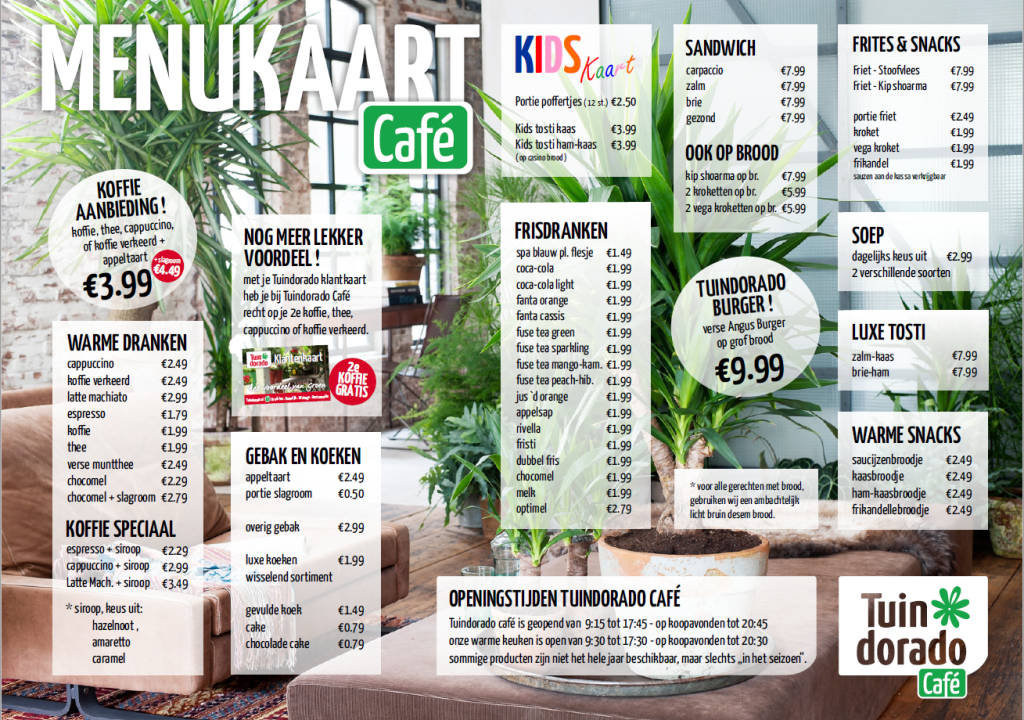 Menukaart Tuindoradocafé - Tuindorado Drachten