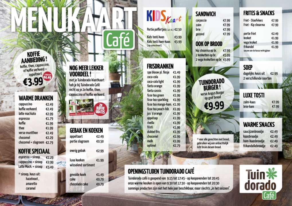 Menukaart Tuindoradocafé - Tuindorado Drachten