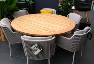 4SO Bernini dining frozen + Taste 4SO Prado teak tafel 160 Ø cm - afbeelding 1