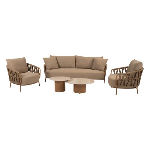 4 Seasons Outdoor Biarritz loungeset – 3‑zits bank + 2 lounge stoelen + Sofie salontafels - afbeelding 1