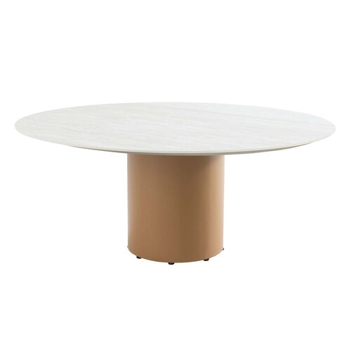 4 Seasons Outdoor Colorado low dining eettafel keramisch travertin blad 160 cm Ø (H69)