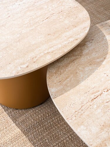 4 Seasons Outdoor Sofie salontafel keramisch travertin 70 x 80 cm (H 30) - afbeelding 5