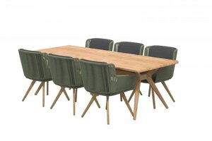4SO 6x Flores dining groen + Taste 4SO Bel air teak tafel 240 cm - afbeelding 1