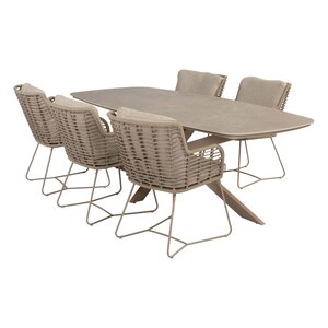 4SO Fabrice diningstoel LATTE 6x + Prado tafel 240x105cm keramiek LATTE - afbeelding 1