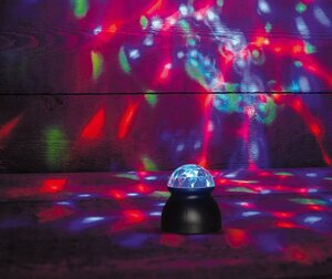 B.O. DISCOLAMP MINI 9,5X10,5CM LED MULTI 3XAAA MET DC AANSLU