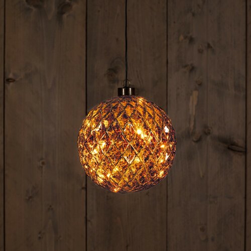 B.O. GLAS BAL ANTIEK GOUD 15CM / 15LED CLASSIC WARM 2XAAA