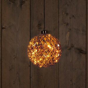 B.O. GLAS BAL ANTIEK GOUD 15CM / 15LED CLASSIC WARM 2XAAA