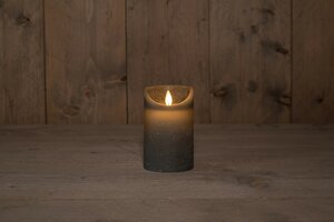 B.O.T. KAARS GRIJS WAX RUSTIEK BEWEGENDE VLAM 7,5X12,5CM 3XA - afbeelding 1