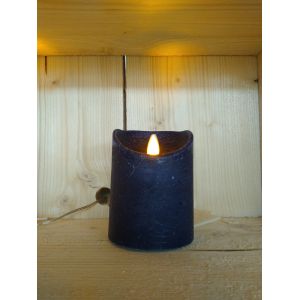 Led kaars rustiek 7,5X10CM ANTIEK BLAUW