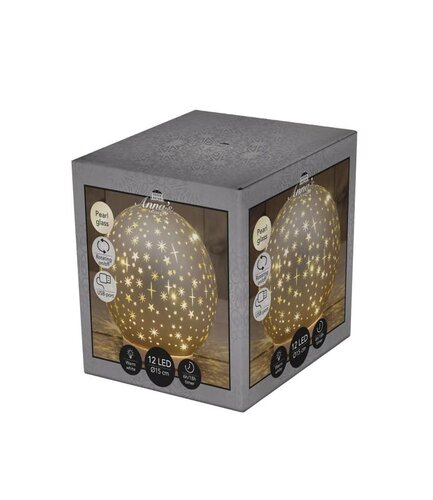 Bal van glas – op voet draaiend LED op batterijen 15 cm champagne - afbeelding 1