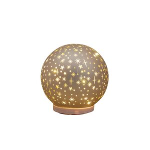 Bal van glas – op voet draaiend LED op batterijen 15 cm champagne - afbeelding 2