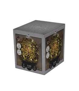 Bal van glas – op voet draaiend LED op batterijen 15 cm donkerbruin sterren - afbeelding 1