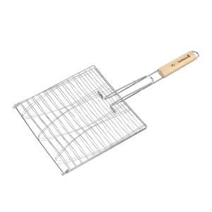 Barbecook visgrill voor 3 vissen uit chroom en hout 28x28cm FSC 100% (per 6st.) sgsch-coc-041337