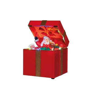 Bewegend geschenk kerstman op 3 AA-batterijen met dc aansluiting 12,5 × 20 cm LED gekleurd - afbeelding 2