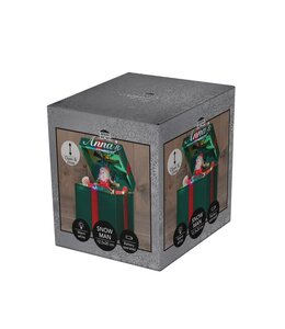 Bewegend geschenk sneeuwpop op 3 AA-batterijen met dc aansluiting 12,5 × 20 cm LED gekleurd - afbeelding 1