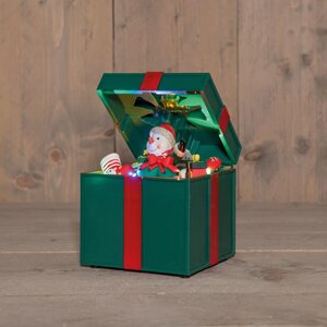 Bewegend geschenk sneeuwpop op 3 AA-batterijen met dc aansluiting 12,5 × 20 cm LED gekleurd - afbeelding 2
