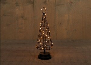Boom 36 cm 3d zwart – koperdraad 60 LED classic 3 AA-batterijen 6 – 18u timer