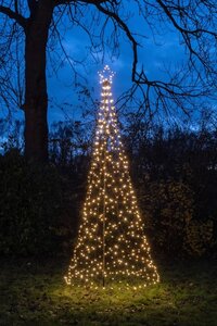 Boom met ster 480 LED flash IP44 trafo inclusief paal en 8 grondpennen d100h320cm klassiek warm wit