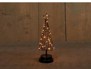 Boom 30 cm 3d zwart – koperdraad 30 LED classic 3 AA-batterijen 6 – 18u timer