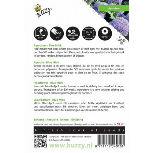 Buzzy® Ageratum, Leverbalsem Blue Mink - afbeelding 2
