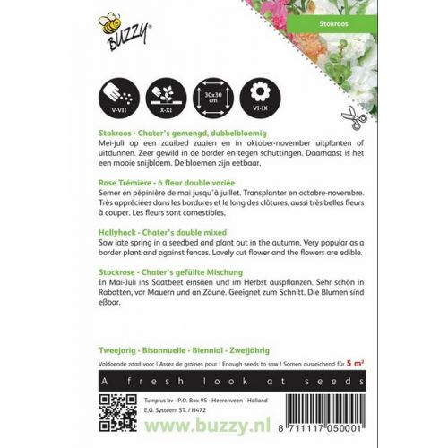 Buzzy® Althaea (Alcea), Stokroos Chater’s dubbelbloemig - afbeelding 2