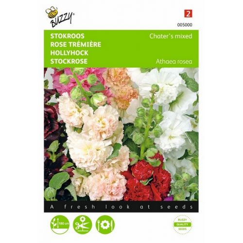 Buzzy® Althaea (Alcea), Stokroos Chater’s dubbelbloemig - afbeelding 1