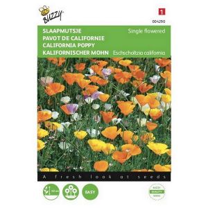 Buzzy® Eschscholtzia, Slaapmutsje enkelbloemig gemengd - afbeelding 1