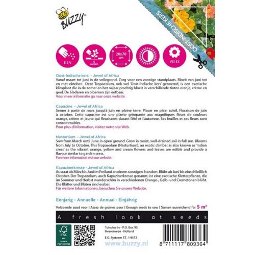 Buzzy® Flowering Climbers Tropaeolum Jewel of Africa - afbeelding 2