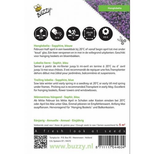 Buzzy® Lobelia, Hanglobelia Sapphire blauw - afbeelding 2