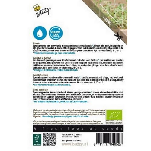 Buzzy® Organic Sprouting Linzen  (BIO) - afbeelding 2