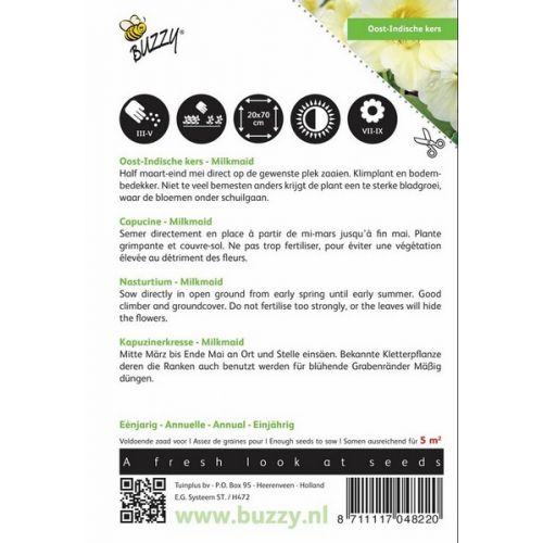 Buzzy® Tropaeolum, Oost-Indische kers Milkmaid - afbeelding 2