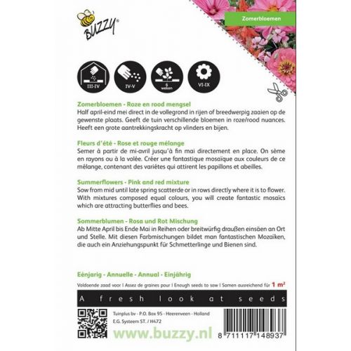Buzzy® Zomerbloemen Roze en rood mengsel - afbeelding 2