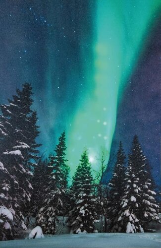 Canvas LED bewegend noorderlicht op batterijen 58 × 38 cm