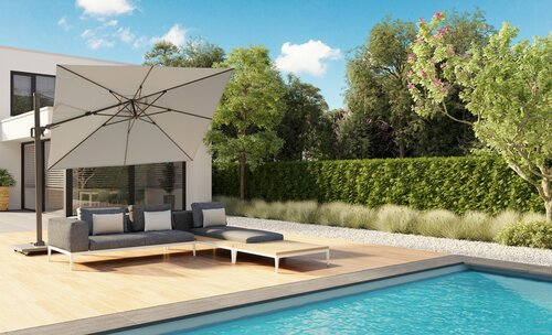 Platinum zweefparasol Challenger T² premium ø350 Faded black - afbeelding 3