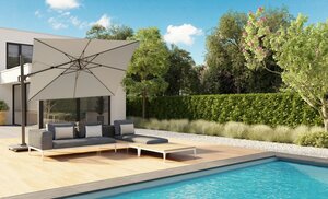 Platinum zweefparasol Challenger T² premium 350x260 Faded black - afbeelding 3