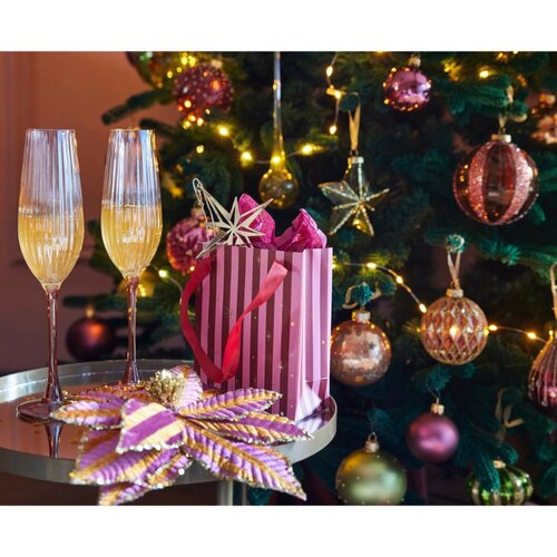 Champagneglas glas - donker roze - Ø 7 cm - afbeelding 2