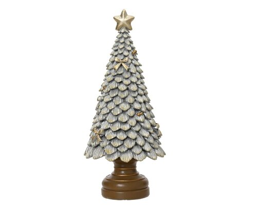 Decoris Boom polyresin - zilver - 10 × 10 × 23 cm
