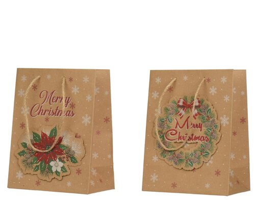 Decoris Cadeautas pakpapier 3d - bruin/kleur(en) - 26 × 12 × 32 cm