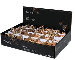 Decoris Dennenappel glas - bruin/kleur(en) - Ø 2,5 cm - afbeelding 2