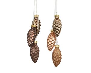 Decoris Dennenappel glas - bruin/kleur(en) - Ø 2,5 cm - afbeelding 1