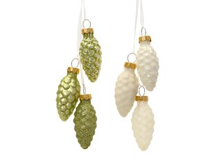 Decoris Dennenappel glas - groen/kleur(en) - Ø 2,5 cm - afbeelding 1
