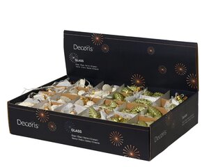 Decoris Dennenappel glas - groen/kleur(en) - Ø 2,5 cm - afbeelding 2
