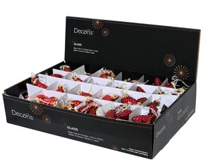 Decoris dennenappel glas kerstrood/kleur(en) – diameter 2,5 cm, hoogte 6 cm - afbeelding 2