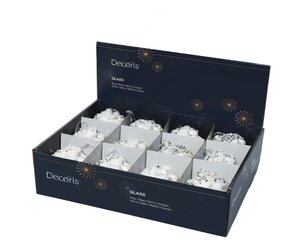 Decoris Dennenappel glas - wit - Ø 9 cm - afbeelding 3