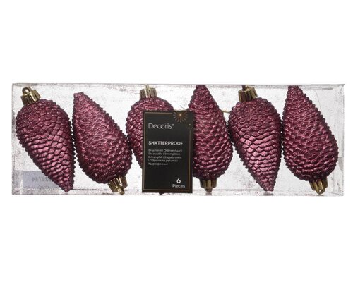 Decoris Dennenappel polystyreen - donker roze - Ø 4,5 cm - afbeelding 1