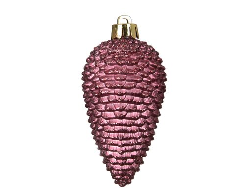 Decoris Dennenappel polystyreen - donker roze - Ø 4,5 cm - afbeelding 2