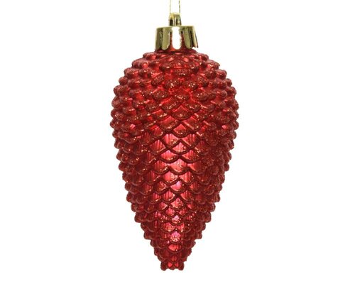 Decoris Dennenappel polystyreen - kerstrood - Ø 4,5 cm - afbeelding 2