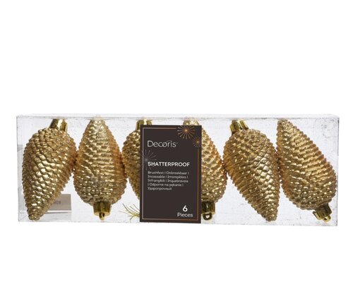 Decoris Dennenappel polystyreen - licht goud - Ø 4,5 cm - afbeelding 1