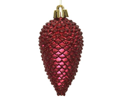 Decoris Dennenappel polystyreen - ossenbloed - Ø 4,5 cm - afbeelding 2