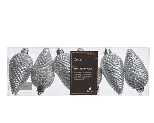 Decoris Dennenappel polystyreen - zilver - Ø 4,5 cm - afbeelding 1